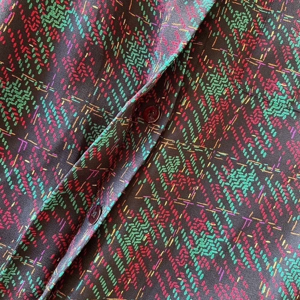 Vintage Purple & Teal Plaid Button-Down Shirt - Picture 7 of 16